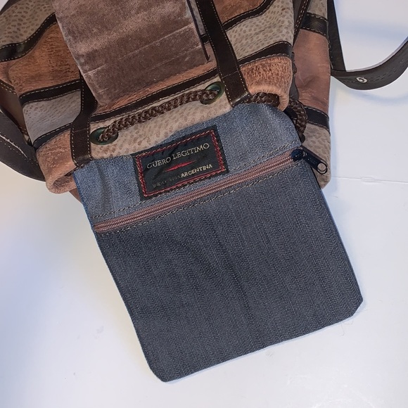 🆕 Handmade Brown Patchwork Leather Crossbody Bag from Argentina - Picture 6 of 10